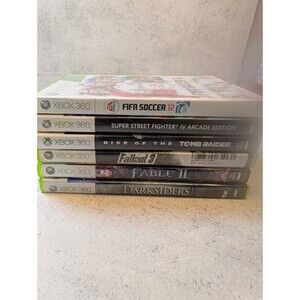 Xbox 360 Game Lot Fallout 3 Fable II Darksiders II Rise Tomb Raider SSFIV FIFA 1